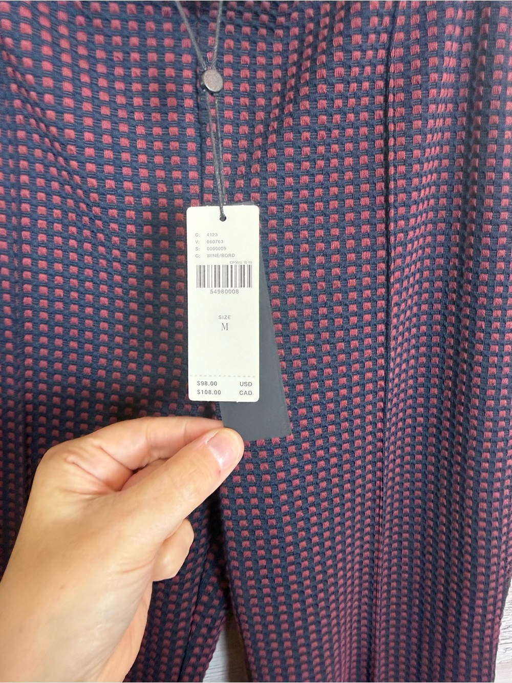NWT Anthropologie The Essential Crop Flare Pants Wine Red Blue Geometric M - Picture 5 of 10